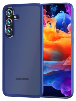 Produktbild von NALIA Matte Hybrid Schutzhülle für Samsung Galaxy S24 Hülle, Semi-Transparente Stoßfeste Harte Rückseite & Schutz-Rahmen Dunkelblau