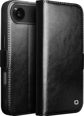 Produktbild von iPhone Air Hülle - QIALINO Genuine Leather Klapphülle - Echtes Leder - Schwarz