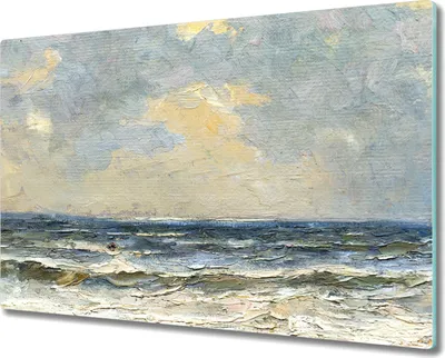 Produktbild von Coloray Hackbrett Küchenbrett Kochplattenabdeckung Schneidebrett Herdabdeckplatte 80x52 cm - Meereswellen Himmel