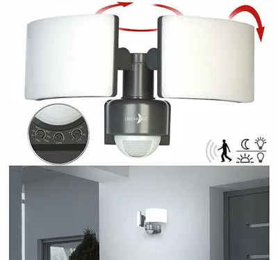 Image de Double projecteur LED mural d'extérieur 3200 lm avec capteur PIR