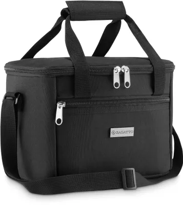 Zdjęcie produktu dla Torba termiczna na lunch box z paskiem na ramię ZAGATTO – czarna, 7L