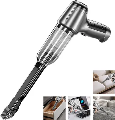 Produktbild von Kabelloser Handstaubsauger für Auto und Zuhause, leistungsstark mit hoher Saugkraft und Blasfunktion, ideal für Autoinnenräume und Haushaltsreinigung.