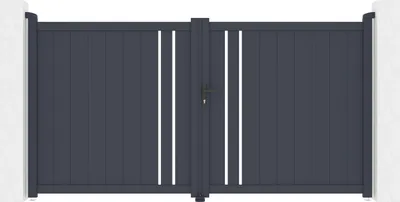 Produktbild von Doppelflügeltor aus Aluminium 3m GIONA H.160cm grau