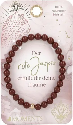 Produktbild von Moments Premium rote Jaspis Armband, 100% Natürlicher Edelstein, der rote Jaspis erfüllt dir deine Träume - Schmuck