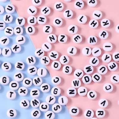 Acryl-Buchstabenperlen, 1000 Stück, rund, weiß, 7 mm