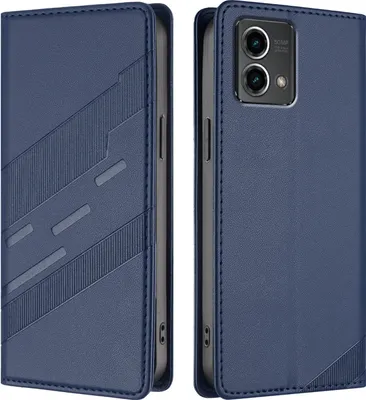 Produktbild von Hülle für Motorola Moto G Stylus 5G 2024, Kunstleder Brieftaschen Handyhülle mit Kartenfach und Standfunktion Blau