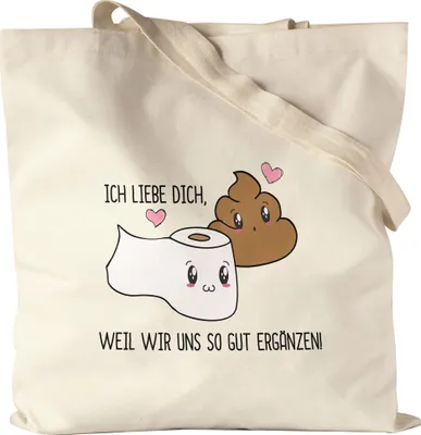 Produktbild von Klopapier Kacke Jutebeutel Sarkasmus Humor Valentinstag Freundin Freund Witzig Geschenkidee Liebe Couple Jahrestag Baumwolle