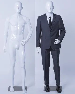 Produktbild von Eurotondisplay männliche Schaufensterpuppe LM3-B schöne stehende männlich abstrakte weiß glänzend lackierte abstrakt Mann Metallplatte male mannequin