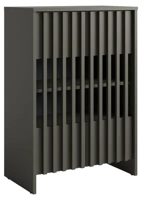 Produktbild von Kommode Graphit mit Lamellenfront, 60 cm breit, 87 cm hoch, 34 cm tief, zweitürig