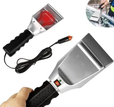 Produktbild von Eiskratzer Auto elektrisch - Beheizbarer Eiskratzer - Elektrischer Eisentferner mit 12-V-Anschluss - Beheizte Schneeschaufel für Autos