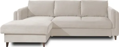 Produktbild von Lisa Design Brooke, Ecksofa rechts links, mit Schlaffunktion und Bettkasten, 4-Sitzer, aus Samt , Beige