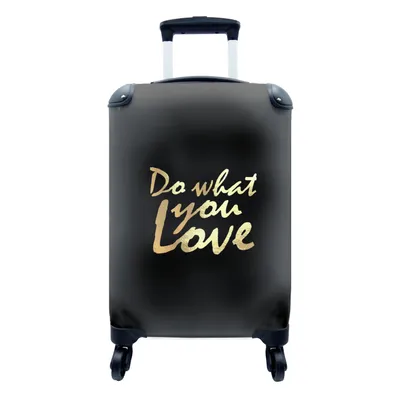 Produktbild von MuchoWow® Koffer Handgepäck Trolley Rollkoffer Kleine Reisekoffer mit 4 Rollen - Zitat - Liebe - Schwarz - Gold - Cabin Size < 55x40x23 cm & 55x40x20 cm - Fotokoffer - Kabinenkoffer - Boardgepäck - Reise-Box - Reisekoffer - Reisegepäck - Koffer mit Bild - Trolley für Kinder