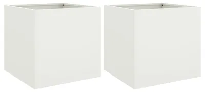 Produktbild von vidaXL Pflanzkübel 2 Stk. Weiß 42x40x39 cm Stahl