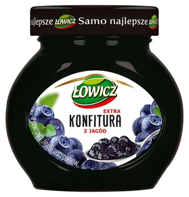 Produktbild von Łowicz Extra-Konfitüre aus Heidelbeeren mit reduziertem Zuckergehalt, 240 g