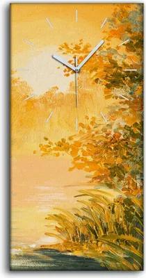 Produktbild von Wandkunst Leinwand Bild Uhr 30x60 Malerei Abstrakte See Wald Bäume Kunst - weiße Hände