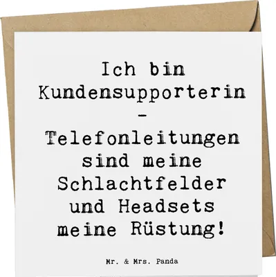 Produktbild von Mr. & Mrs. Panda Grußkarte Spruch Kundensupporterin Heldin - Weiß - Geschenk, Schlachtfeld, Klappkarte, personalisierte Geschenke, Support, Headsets, faltkarte, Headset