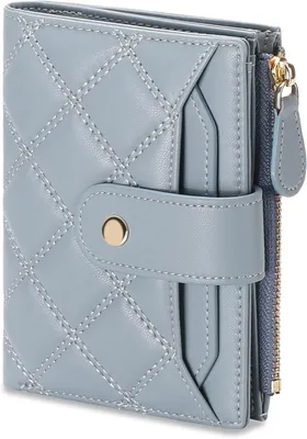 Imagen del producto de Cartera de mujer pequeña con protección RFID, fabricada en cuero sintético, con múltiples compartimentos y un compartimento para monedas con cremallera. Diseño moderno y alta calidad de fabricación