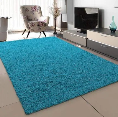 Productafbeelding van Famanu tapijt, modern, hoogpolig, aquablauw - 160 x 230 cm