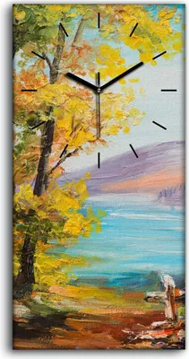 Produktbild von Dekor Leinwand Uhr Wandbilder 30x60 Ölgemälde Wald Bäume Meereslandschaft - schwarze Hände