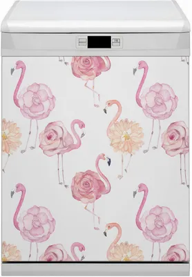 Obrázek produktu pro Dekorativní magnetická podložka do myčky 60x80 cm magnet na myčku - plameňáci květiny