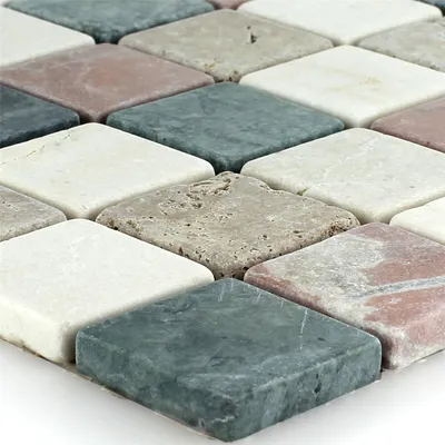 Produktbild von Naturstein Marmor Mosaikfliesen Molat Cotto Beige Grün Noce