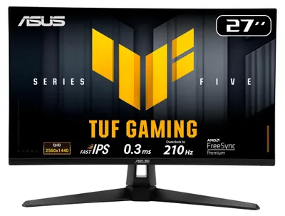 Produktbild von ASUS TUF Gaming VG27AQ5A, 68,6 cm (27"), 2560 x 1440 Pixel, Quad HD, LCD, 1 ms, Schwarz