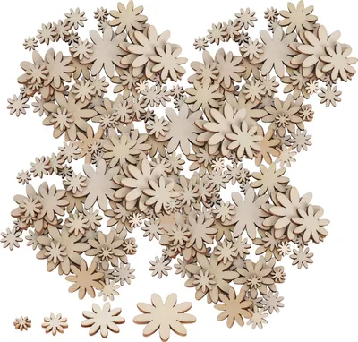 Produktbild von 250pcs Blume Holzverzierungen DIY nicht poröse Ornamente Ausschnitte Basteldekorationen