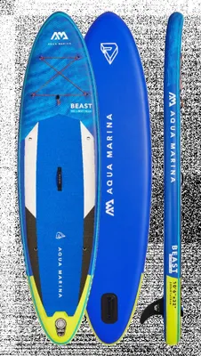 Image de Aqua Marina SUP Board 320x81cm avec sac à dos zippé Double Action-Pompe LIQUID AIR V1 Pagaie Attelage central bleu