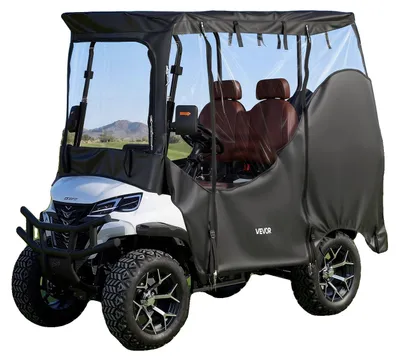 Image de Housse de protection pour voiture de golf VEVOR, en tissu Oxford 420D, adaptée aux modèles 2 et 2+2 places, compatible avec la plupart des voitures de golf Club Car, Yamaha, EZGO et Honda, revêtement en PVC et système de fixation anti-vent