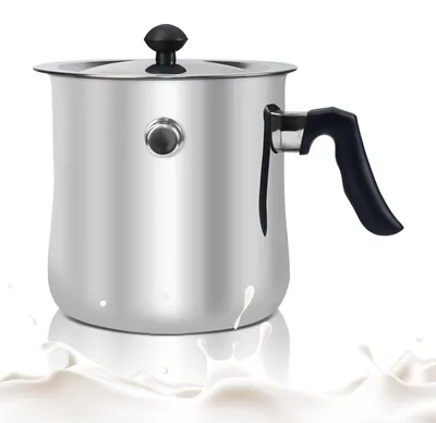Image de Inovra - Casserole à double paroi de 1,5 litre - Acier inoxydable - Casserole pour bain-marie - Couvercle - Sifflet - Pour lait/sauces - Casserole pour mijoter