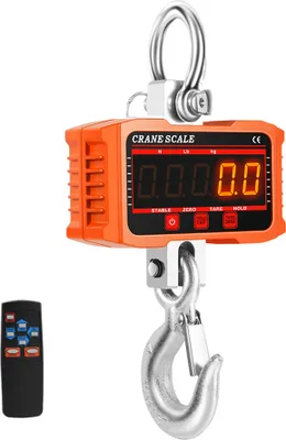 Zdjęcie produktu dla waga przemysłowa 1000 kg z cyfrowym wyświetlaczem LCD, funkcja konwersji na 3 jednostki, z pilotem zdalnego sterowania, pomarańczowa