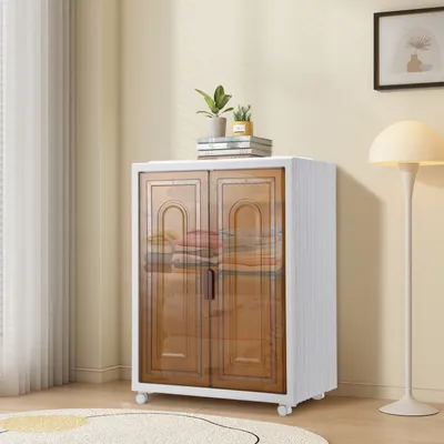 Immagine prodotto di Jayseuw scatola di stoccaggio pieghevole scatola di plastica impilabile con coperchio, 4 ruote per cucina, ufficio e soggiorno