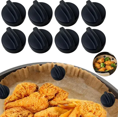 Produktbild von Airfryer Magnet 8er Set, Silikon hitzebeständig bis 230°C, Backpapier Halter für magnetische Körbe, flexibel, Anti-Rutsch, BPA-frei