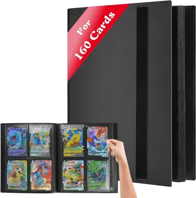 Produktbild von Sammelkarten Album - 160 Pockets Sammelalbum 20 Seiten Pro 4 Pocket mit Wasserdichte Schwarzer Buchdeckel Perfekt zum Sammeln von Karten