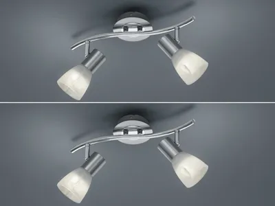 Produktbild von 2er SET 2-flammige LED Deckenstrahler Silber, Designklassiker Wohnzimmer & Flur