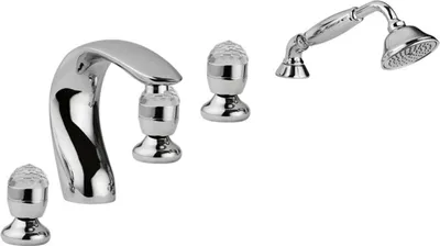Produktbild von Luxus Badewannen Armaturen Set 5-Loch Kombination Silber - Badezimmer Badewannenarmaturen mit Swarovski Kristallglas