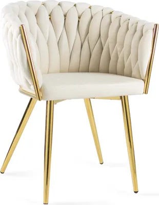 Produktbild von BETTSO Sessel LARISSA Beige – Samtstuhl mit goldenen Beinen, Glamour-Design, gepolstert und elegant