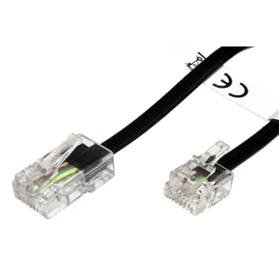 Obrázek produktu pro Goobay 68579 Modulární propojovací kabel, 15 m, černý - zástrčka RJ45 (8P4C) > zástrčka RJ11/RJ14 (6P4C)