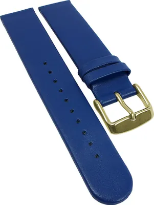 Produktbild von Herzog Vegan Uhrenarmband gleichlaufend blau glatt Apfelfaser , Schließe:Gelbgolden, Anstoß:14 mm