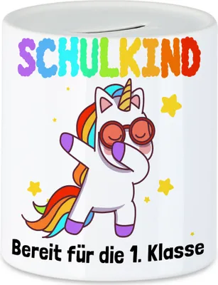 Produktbild von Schulkind Bereit Für 1. Klasse Spardose Einhorn Unicorn Geschenkidee Grundschule Einschulung