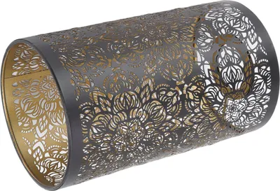 Image de Abat-jour métal creusé motif cylindrique circulaire E27 E26 Abat-jour décoratif de table de nuit détachable