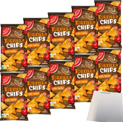 Produktbild von Gut & Günstig Tortillachips Mais-Chips mit Paprikageschmack VPE (10x300g Packung) + usy Block