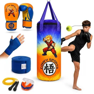 Immagine prodotto di Omgoods - Set di sacco da boxe per bambini - Include guantoni da boxe e corda per saltare