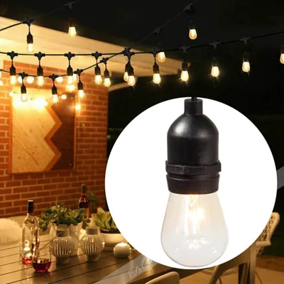 Obrázek produktu pro Voděodolný světelný dekorační řetěz, 15 ks E27 LED žárovek, 14,6 m, teplá bílá