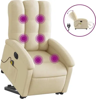 Obrázek produktu pro Elektrické zvedací masážní polohovací křeslo krémové textil