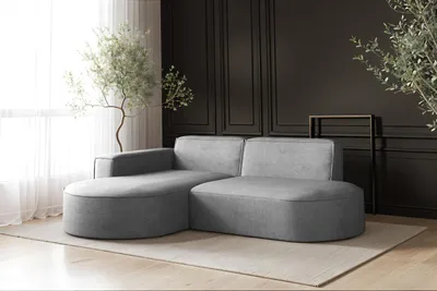 Obrázek produktu pro Rohová pohovka Modena, designová pohovka ve tvaru L, moderní a pohodlná Salvador šedá látka vlevo