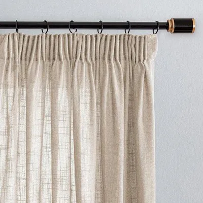 Productafbeelding van Gordijnen set van 2 - semi-transparant 245 x 140 cm - linnenlook - moderne natuurlijke stijl voor woonkamer