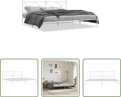 Produktbild von The Living Store Bettgestell mit Kopfteil Metall Weiß 200x200 cm
