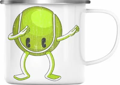 Produktbild von Trendation - Tennis Spieler Emaille Tasse Geschenk Tennis-Trainer Coach Geschenkidee (Silber)