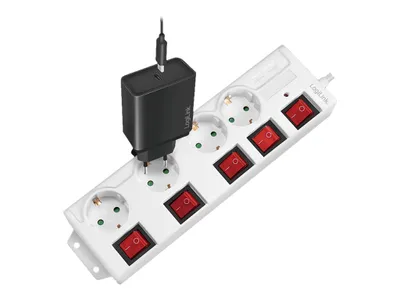 Produktbild von LogiLink Steckdosenleiste 4fach 5x Schalter 4xCEE7/3 weiß